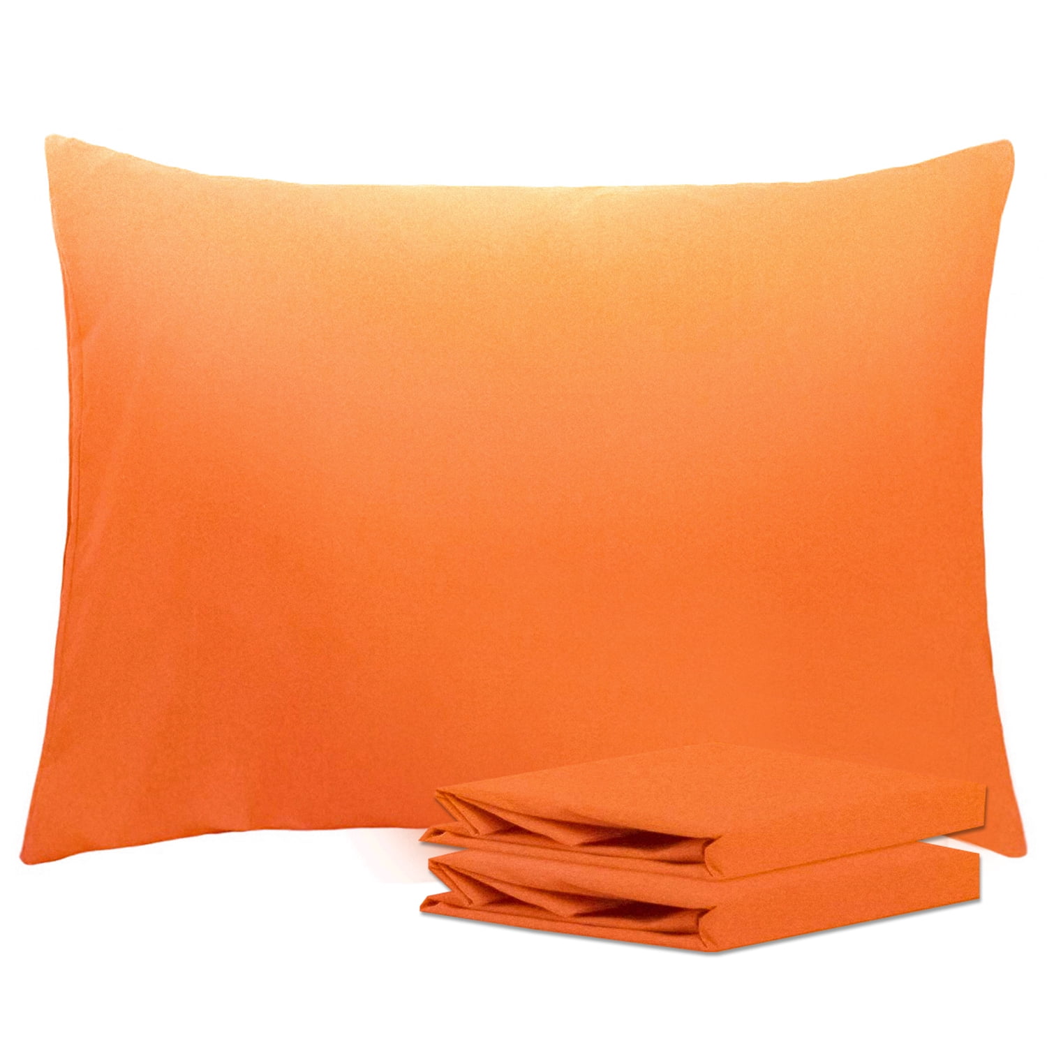 Standard Orange Microfiber Pillowcases with Envelope Closure - Set of 2