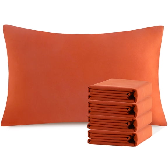 Ntbay Microfiber Pillowcase set - 4 Pack - Envelope Closure Pillow Cases - Queen - Brunt Orange