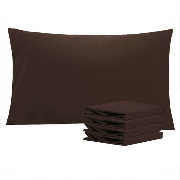 Ntbay Microfiber Pillowcase set - 4 Pack - Envelope Closure Pillow Cases - Queen - Dark Brown