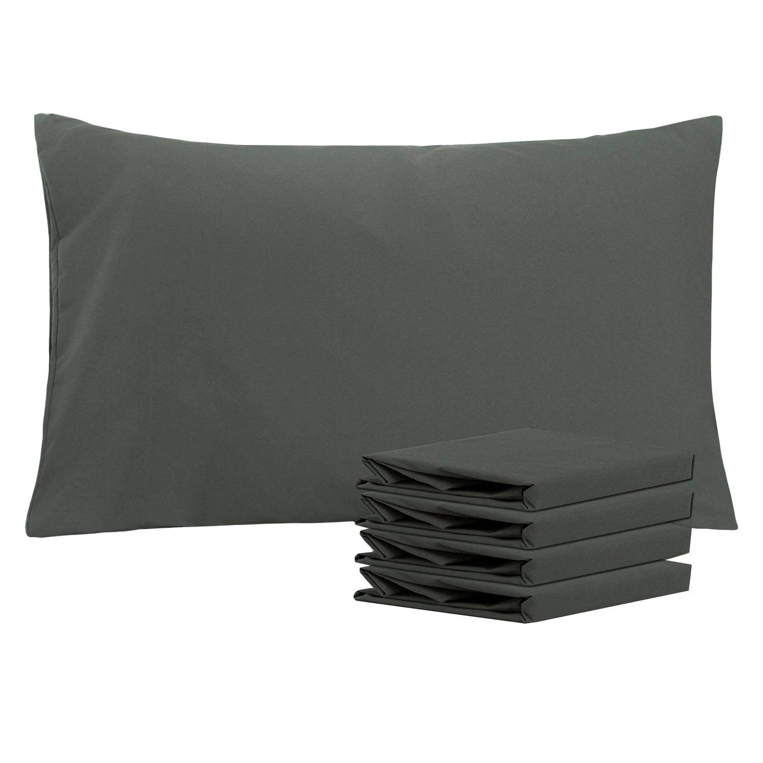 Ntbay Microfiber Pillowcase set - 4 Pack - Envelope Closure Pillow Cases - Queen - Dark Gray