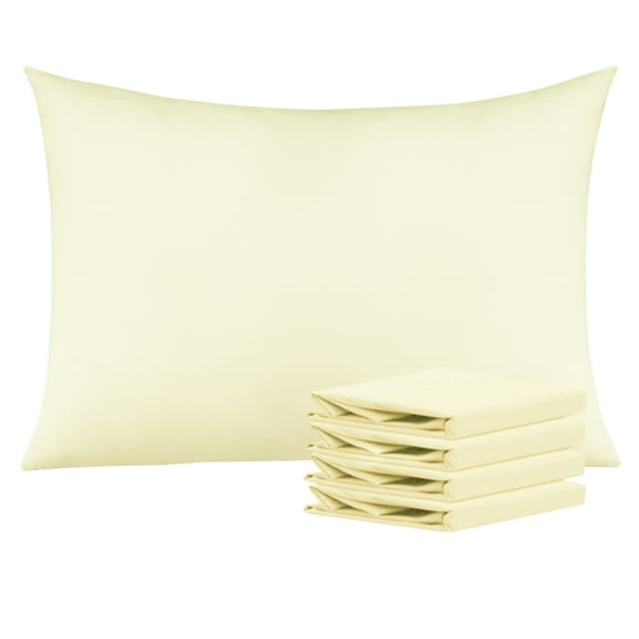 Ntbay Microfiber Pillowcase set - 4 Pack - Envelope Closure Pillow Cases - Queen - Ivory