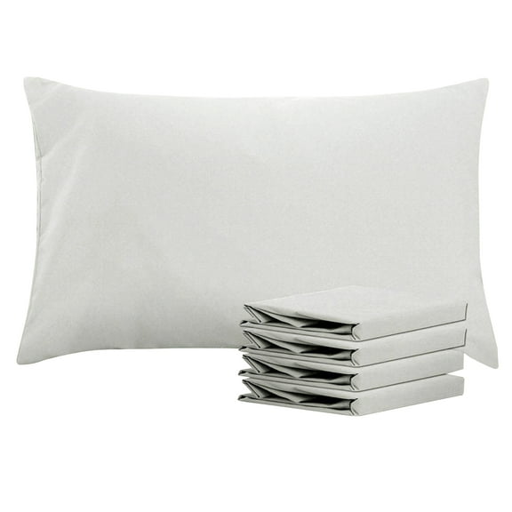 Ntbay Microfiber Pillowcase set - 4 Pack - Envelope Closure Pillow Cases - Queen - Light Gray