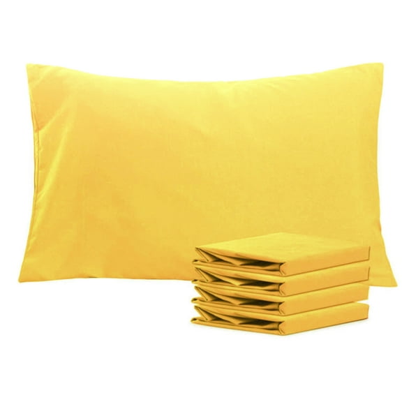 Ntbay Microfiber Pillowcase set - 4 Pack - Envelope Closure Pillow Cases - Queen - Yellow