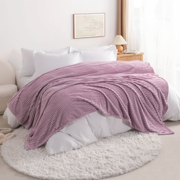 Ntbay Plush Flannel Fleece Throw Blanket, Soft Lightweight Fuzzy Luxury Bed Blanket for Couch Sofa Bed All Seasons, 50"x60", Light Purple