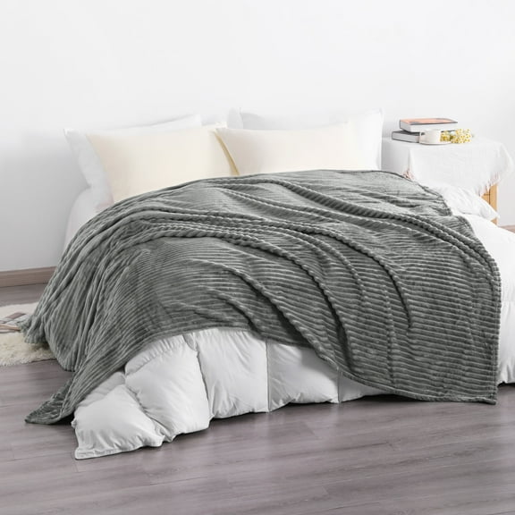 Ntbay Plush Flannel Fleece Twin Blanket, Soft Lightweight Fuzzy Luxury Bed Blanket for Couch Sofa Bed All Seasons, 60"x80", Gray