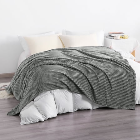 Ntbay Plush Flannel Fleece Twin Blanket, Soft Lightweight Fuzzy Luxury Bed Blanket for Couch Sofa Bed All Seasons, 60"x80", Gray