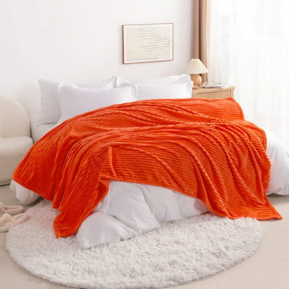 Ntbay Plush Flannel Fleece Twin Blanket, Soft Lightweight Fuzzy Luxury Bed Blanket for Couch Sofa Bed All Seasons, 60"x80", Orange