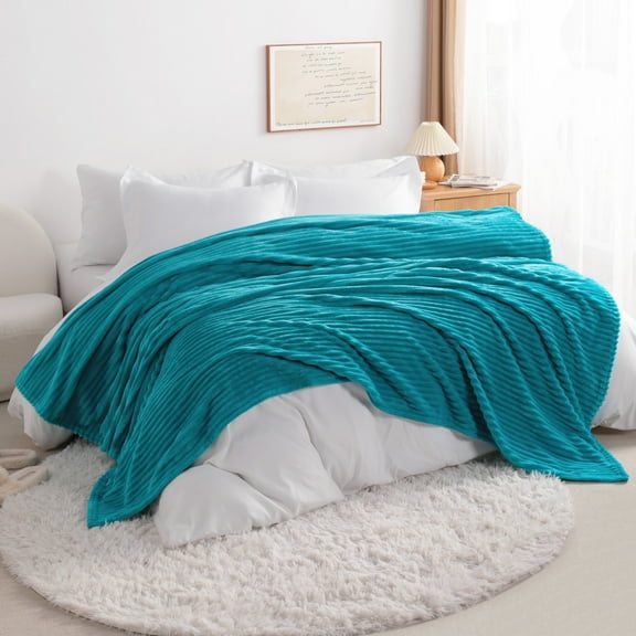 Ntbay Plush Flannel Fleece Twin Blanket, Soft Lightweight Fuzzy Luxury Bed Blanket for Couch Sofa Bed All Seasons, 60"x80", Turquoise