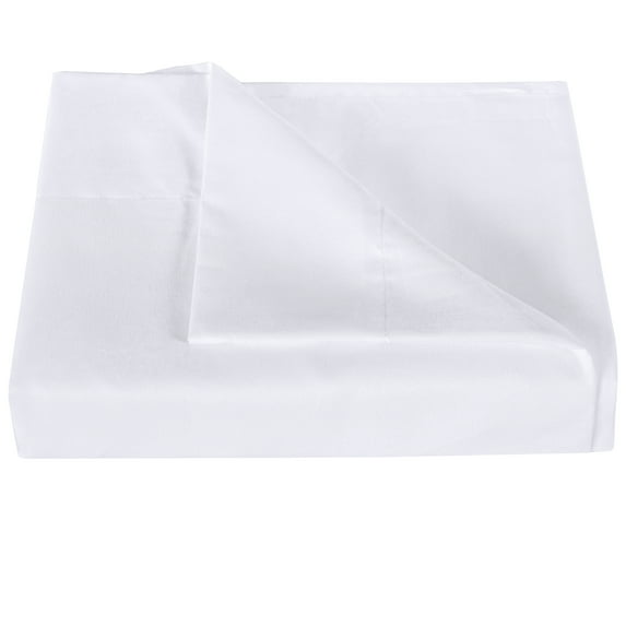 Ntbay Premium 1800 Series Microfiber Full Flat Sheet with 4 inches Hem, Ultra Soft and Breathable Top Sheet, 81x96 inches, White