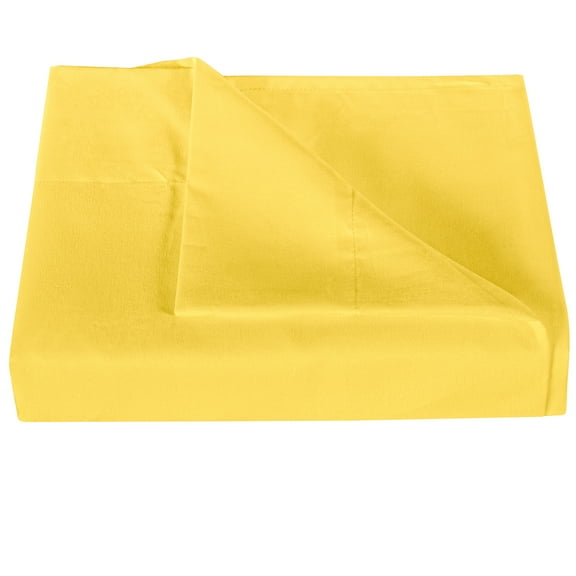 Ntbay Premium 1800 Series Microfiber Twin Extra Long Flat Sheet with 4 inches Hem, Ultra Soft and Breathable Top Sheet, 66x102 inches, Yellow