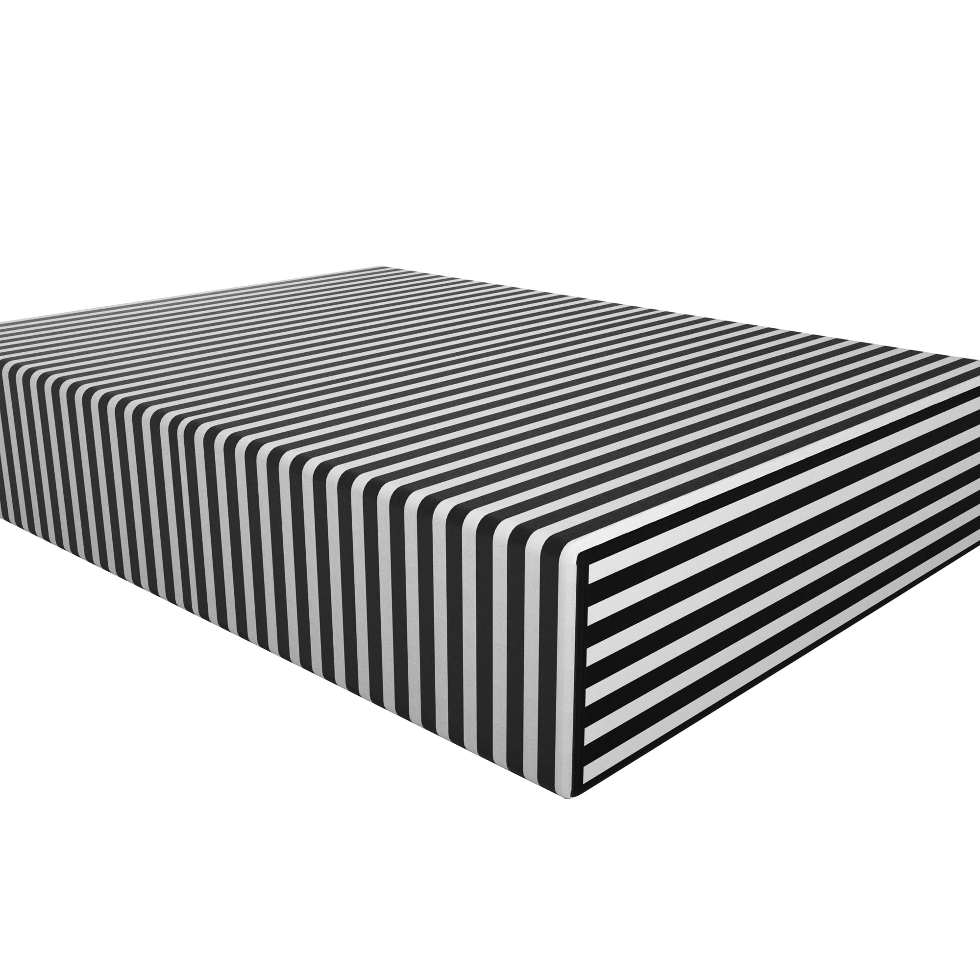 Twin Black and White Striped Microfiber Deep Pocket Fitted Sheet