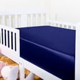 thumbnail image 1 of Ntbay Silk Satin Fitted Crib Sheet, Super Soft and Breathable Solid Color Toddler Sheet, 28" x 52", Navy Blue, 1 of 5