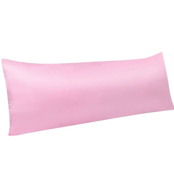 Ntbay Silky Satin Body Pillowcase for Hair and Skin, Ultra Soft Cozy Long Body Pillow Cover with Zipper Closure, 20" x 54", Light Pink