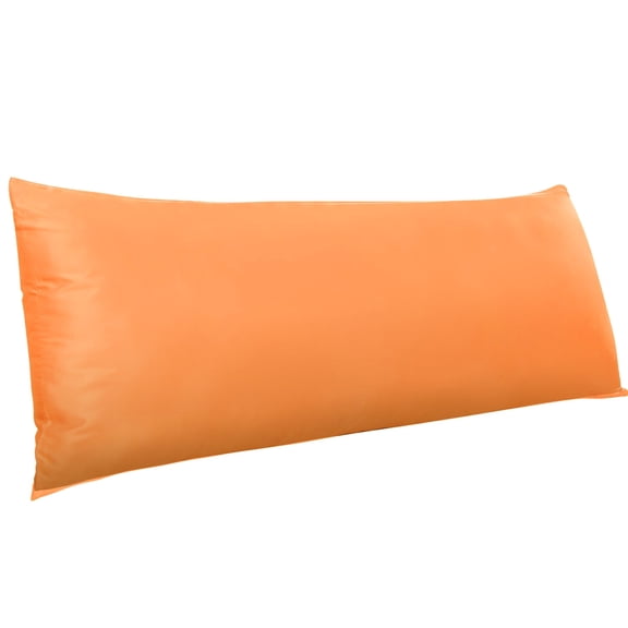 Ntbay Silky Satin Body Pillowcase for Hair and Skin, Ultra Soft Cozy Long Body Pillow Cover with Zipper Closure, 20" x 54", Orange