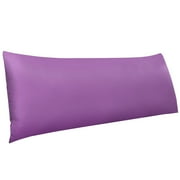 Ntbay Silky Satin Body Pillowcase for Hair and Skin, Ultra Soft Cozy Long Body Pillow Cover with Zipper Closure, 20" x 54", Purple