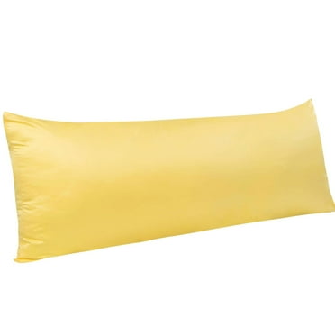Ntbay Silky Satin Body Pillowcase for Hair and Skin, Ultra Soft Cozy Long Body Pillow Cover with Zipper Closure, 20" x 54", Yellow