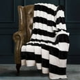 thumbnail image 1 of Ntbay Soft Flannel Throw Blanket Twin Size, Warm Lightweight Bed Blanket with Black and White Striped Printed, 68" x 90", 1 of 5