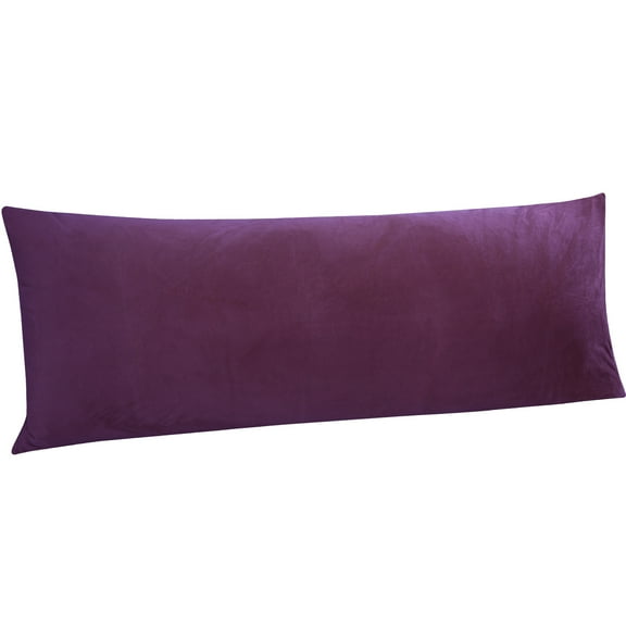 Ntbay Super Soft and Cozy Luxury Fuzzy Velvet Long Body Pillowcase, Easy Care Body Pillow Cover with Zipper Closure, 20" x 54", Purple