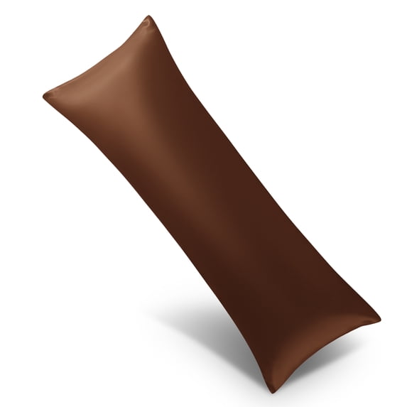 Ntbay Ultra Soft Satin Long Body Pillowcase with Envelope Closure, Cooling and Smooth Body Pillow Cover for Hair and Skin, 20" x 54", Brown