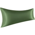 thumbnail image 1 of Ntbay Ultra Soft Satin Long Body Pillowcase with Envelope Closure, Cooling and Smooth Body Pillow Cover for Hair and Skin, 20" x 54", Olive Green, 1 of 5