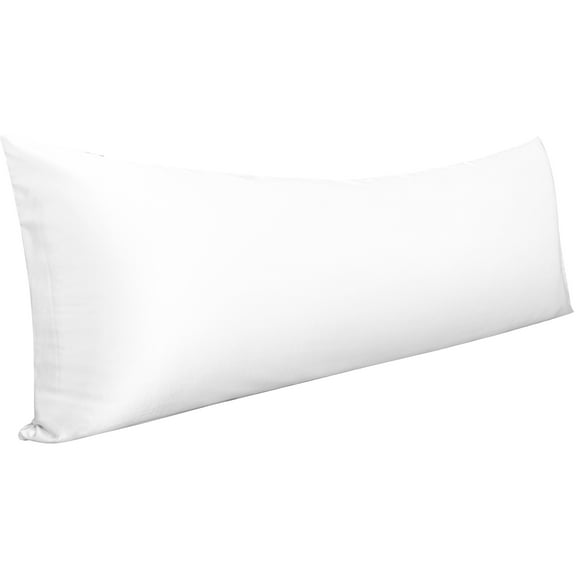 Ntbay Ultra Soft Satin Long Body Pillowcase with Envelope Closure, Cooling and Smooth Body Pillow Cover for Hair and Skin, 20" x 54", White