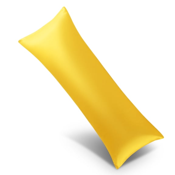 Ntbay Ultra Soft Satin Long Body Pillowcase with Envelope Closure, Cooling and Smooth Body Pillow Cover for Hair and Skin, 20" x 54", Yellow