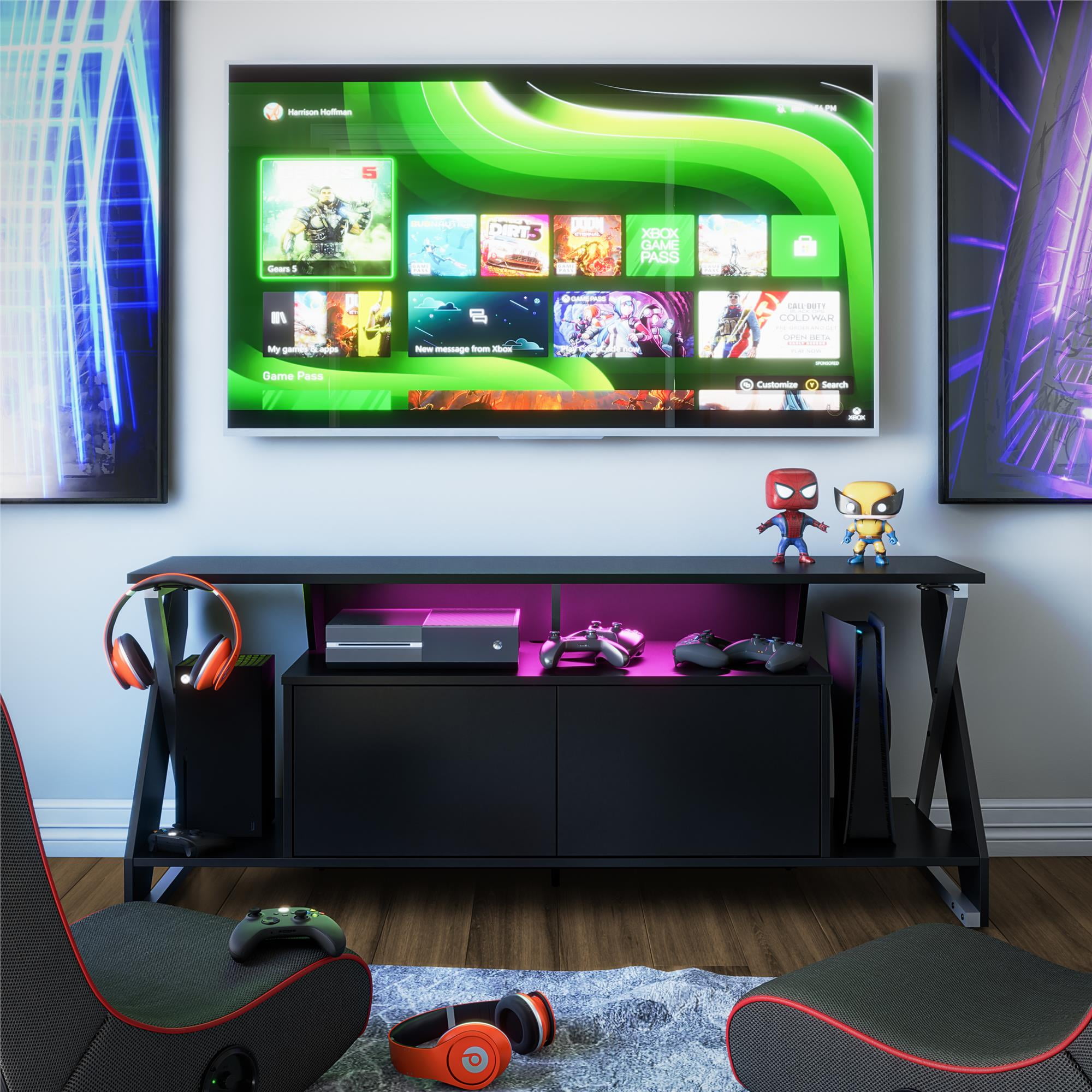 NTense Griffon Youth Gaming TV Stand w/ ARGB LED Lights, Black 