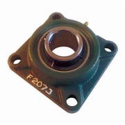 4 Holes, Square Housing, 4 Bolt Flange Bearing, Radial Ball, 2 in Dia, Cast Iron, Set Screw