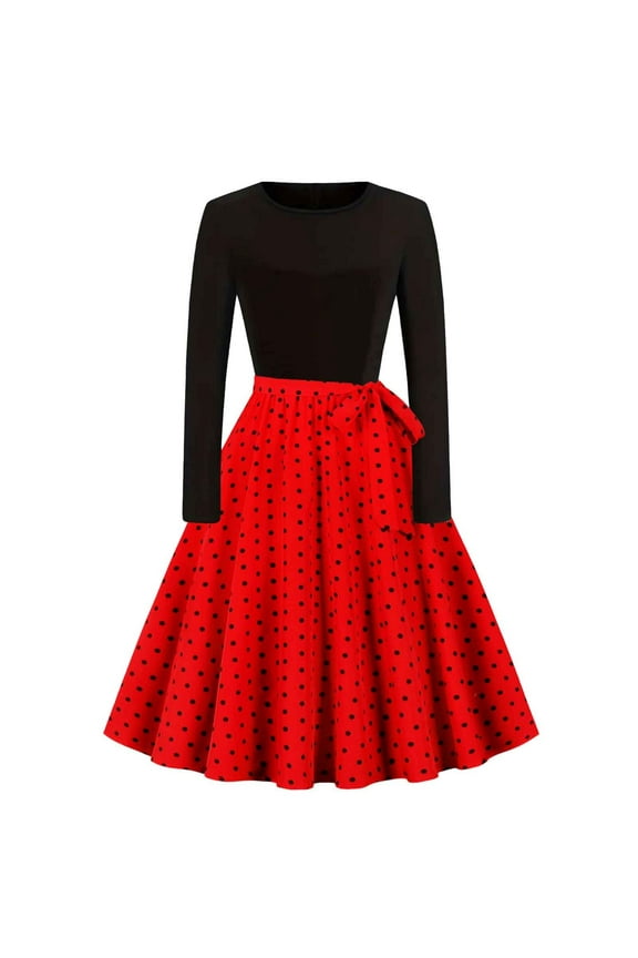 1950s Tea Party Costume Elegant Vintage Long Sleeve Rockabilly Dresses Casual Long Sleeve Cacktail Party Dress Modest Dresses for Women