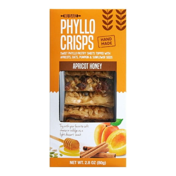 Nu Bake Apricot Honey Handmade Phyllo Crisps 2.8 oz. Pack of 3