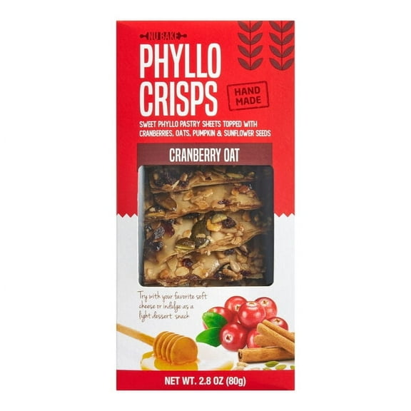Nu Bake Cranberry Oat Handmade Phyllo Crisps 2.8 oz. Pack of 2