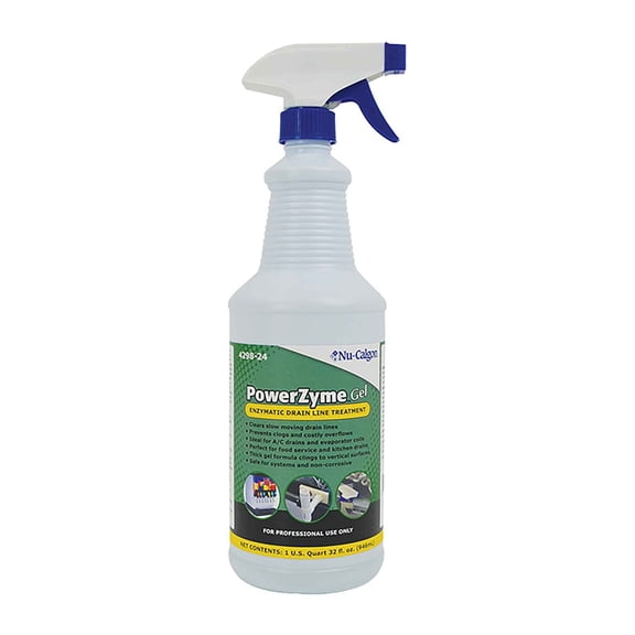 Nu-Calgon 4298-24 (1 qt. Spray Bottle) PowerZyme Gel Enzymatic Drain Line Treatment CA1