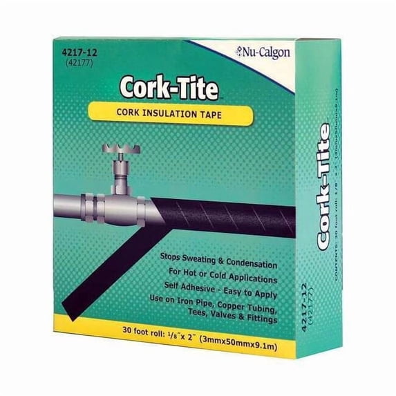 Nu-Calgon Cork Tape, Black, 30 ft L, 2 in W 4217-12