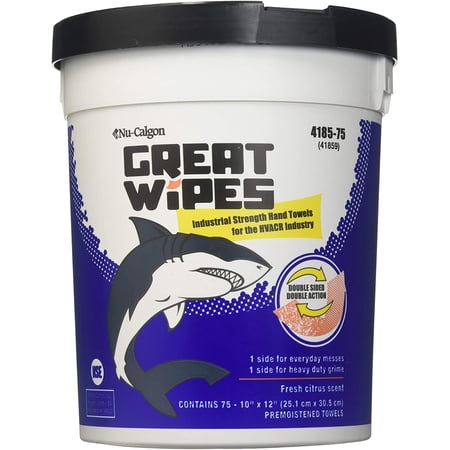 Nu-Calgon 4185-75 Great Wipes HVAC Hand Wipes - 75 Count