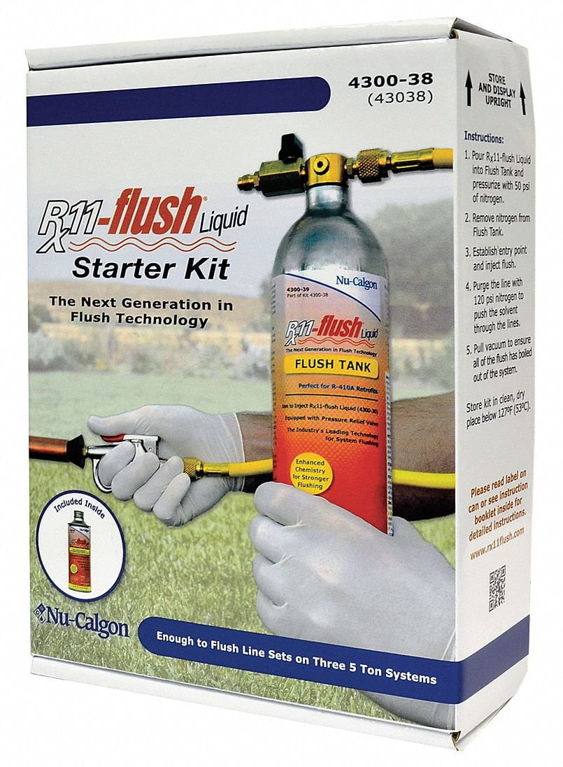 Nu-Calgon Rx11-flush Liquid Starter Kit (19.05 oz. Can, Liquid Tank, Hose and Flush Gun) #4300-38