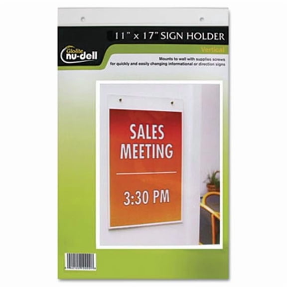 Nu-Dell  Clear Plastic Sign Holder Wall Mount 11 x 17 - Clear - 11 x 17