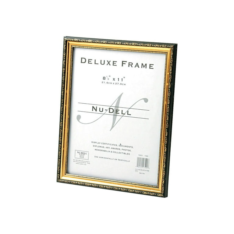 Deluxe Document and Photo Frame, Molded Styrene/Plastic, 8.5 x 11 Insert, Gold/Black Deluxe Document and Photo Frame, Molded Styrene/Plastic, 8.5 x 11 Insert, Gold/Black