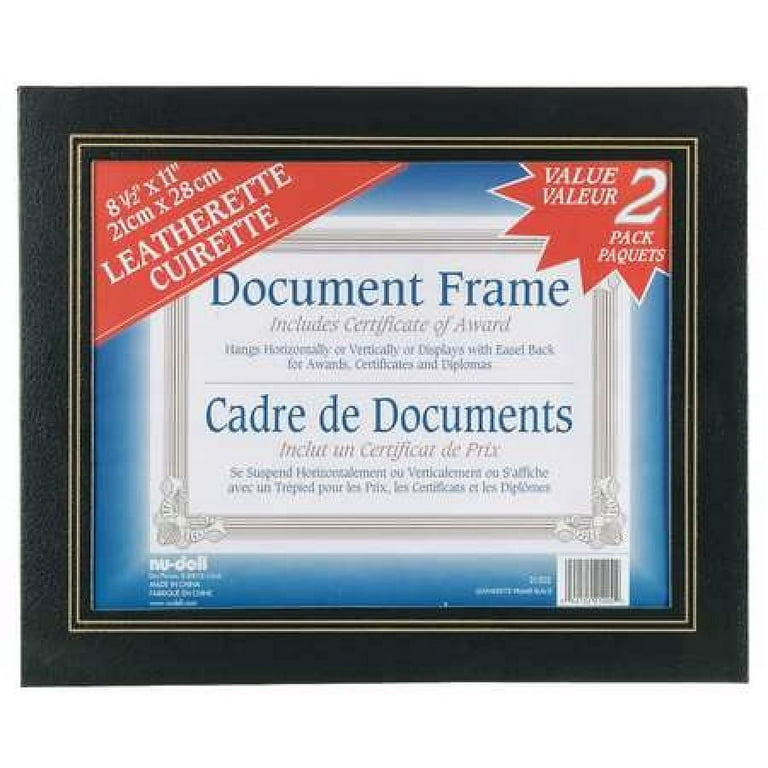 Leatherette Document Frame, 8.5 x 11, Black, Pack of Two Leatherette Document Frame, 8.5 x 11, Black, Pack of Two