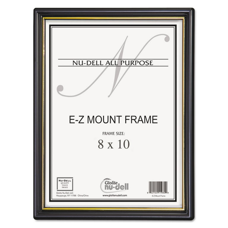 EZ Mount Document Frame with Trim Accent and Plastic Face, Plastic, 8 x 10, Black/Gold EZ Mount Document Frame with Trim Accent and Plastic Face, Plastic, 8 x 10, Black/Gold