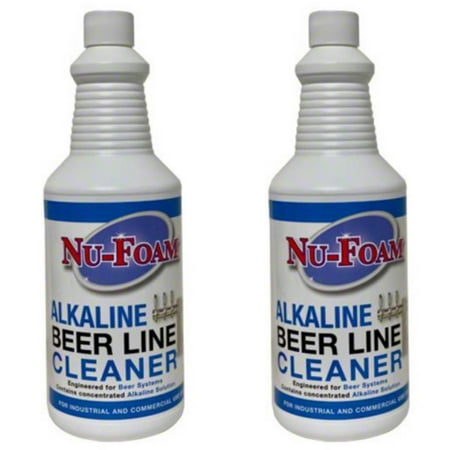 Nu-Foam Alkaline Beer Line Cleaner, Heavy-Duty Degreaser, 32oz (2-Pack), Commercial Use
