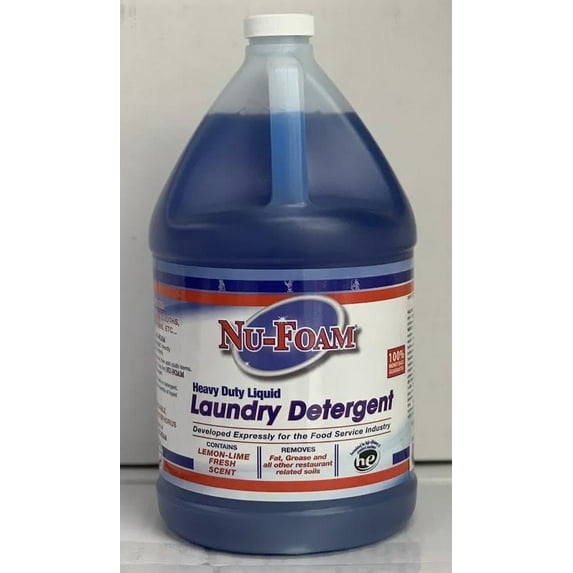 Nu-Foam Heavy Duty Liquid Laundry Detergent, 1 Gallon, Lemon Scent