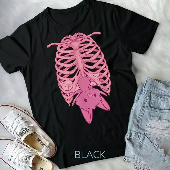 Nu Goth Bat, Pastel Goth, and Skeleton Themed Graphic Design for Fans Unisex T-Shirt