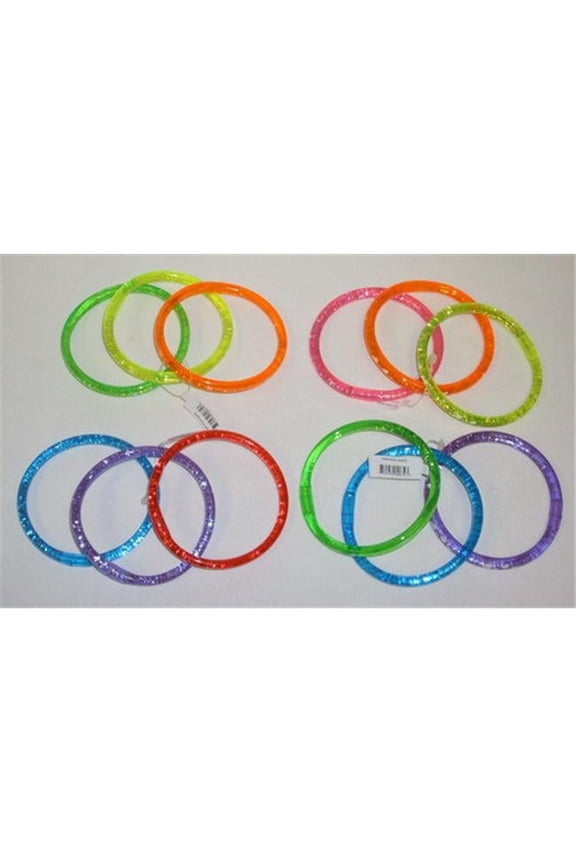 Cascading Glitter Neon Bracelets with Hearts & Stars, 12 Set