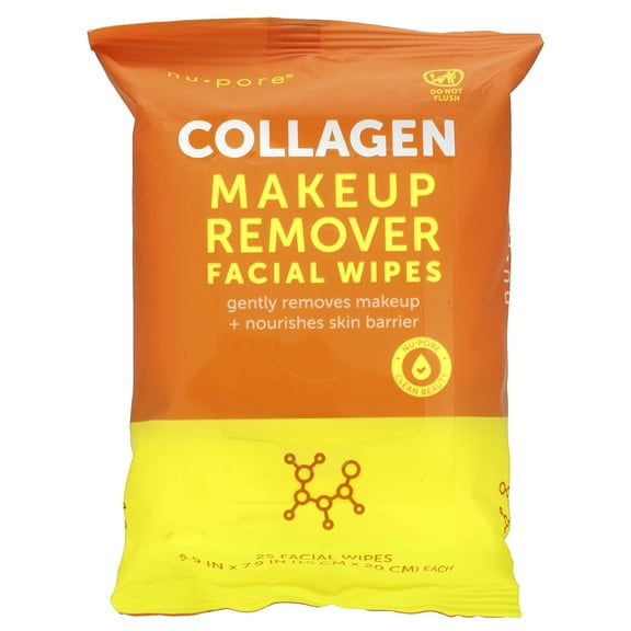 Nu-Pore Collagen Makeup Remover Facial Wipes, 25 Wipes