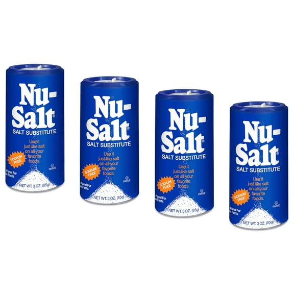 Nu-Salt Salt Substitute 100% Natural & Convenient Shaker Sodium Free Net Wt. 3oz (pack of 4)