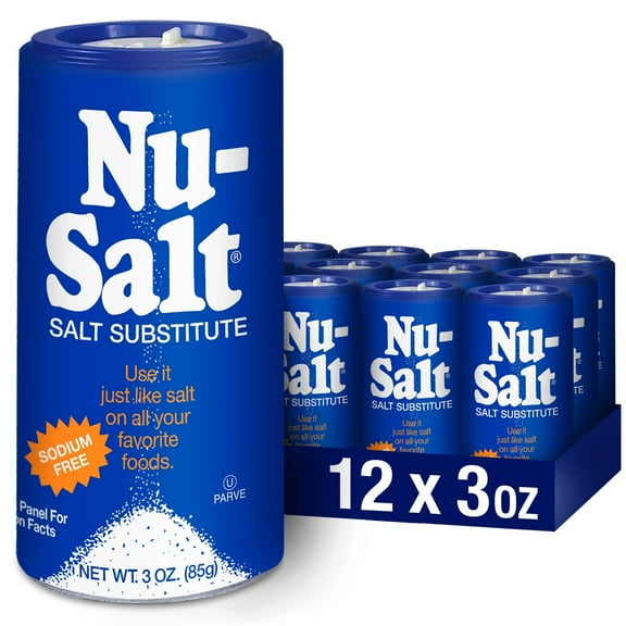 Nu-Salt Salt Substitute 100% Natural & Convenient Shaker Sodium Free Net Wt. 3oz (pack of 12)
