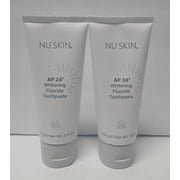 Nu Skin AP 24 Whitening Fluoride Toothpaste | AP 24 Blend | Vanilla Mint Flavor | Brightens Teeth | Removes Surface Stains | Prevents Dental Cavities & Plaque | Enamel-Safe | 4 oz | 2 Pack