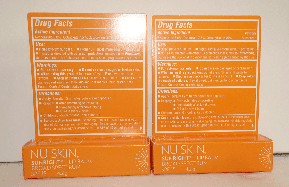Nu Skin Nuskin Sunright Lip Balm SPF 15 Tube Stick Lip Protection 0.15oz 4.2g (2 Tubs)