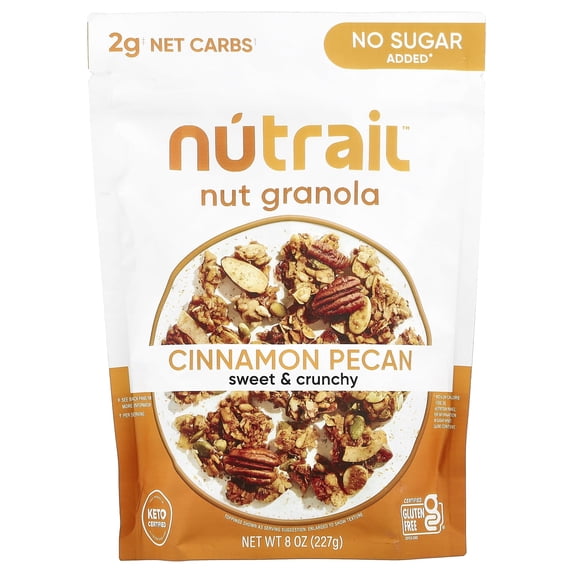 NuTrail No Sugar Added Sweet and Crunchy Cinnamon Pecan Nut Granola 8 oz