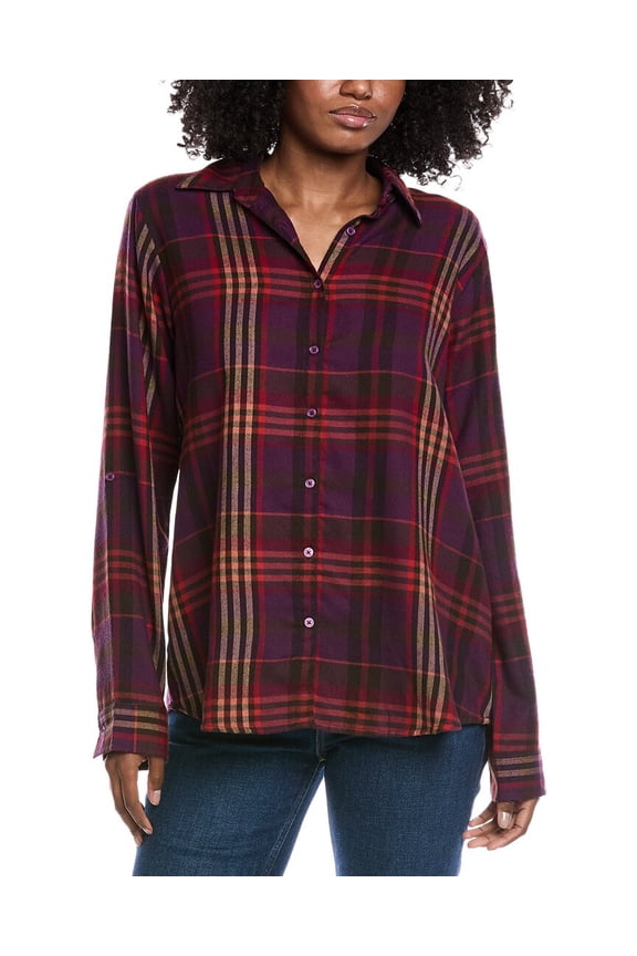 womens Flannel Shirt, l, Purple
